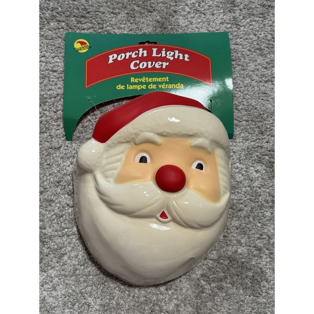 NEW VTG1997 SunHill Christmas Santa Claus Face Decor Porch Light Lamp Post Cover